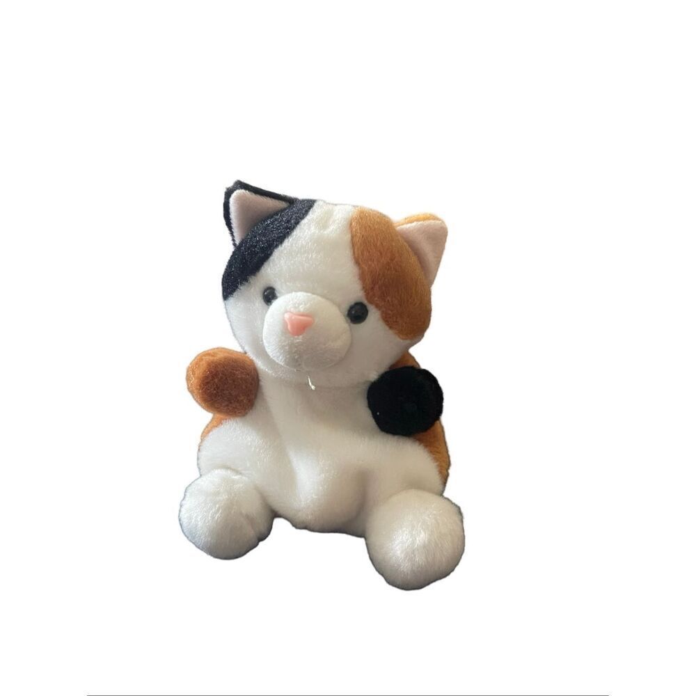 Aurora World White Black Brown Palm Pals Peebs Calico Cat Stuffed Animal